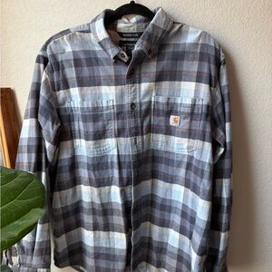 Carhartt Men's Casual Plaid Shirt - Blue, Gray, and White